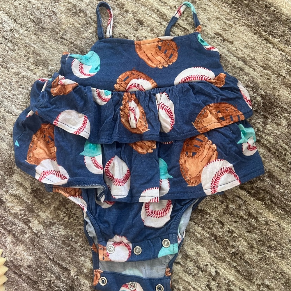 Baseball Themed Baby Romper